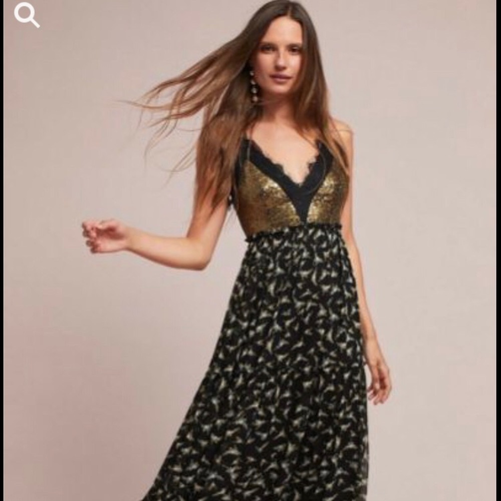 Anthropologie Ranna Gill Sequin Maxi Dress